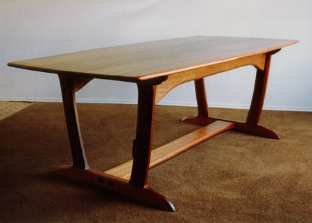 trestle dining table. Red Meranti Wood Dining Table